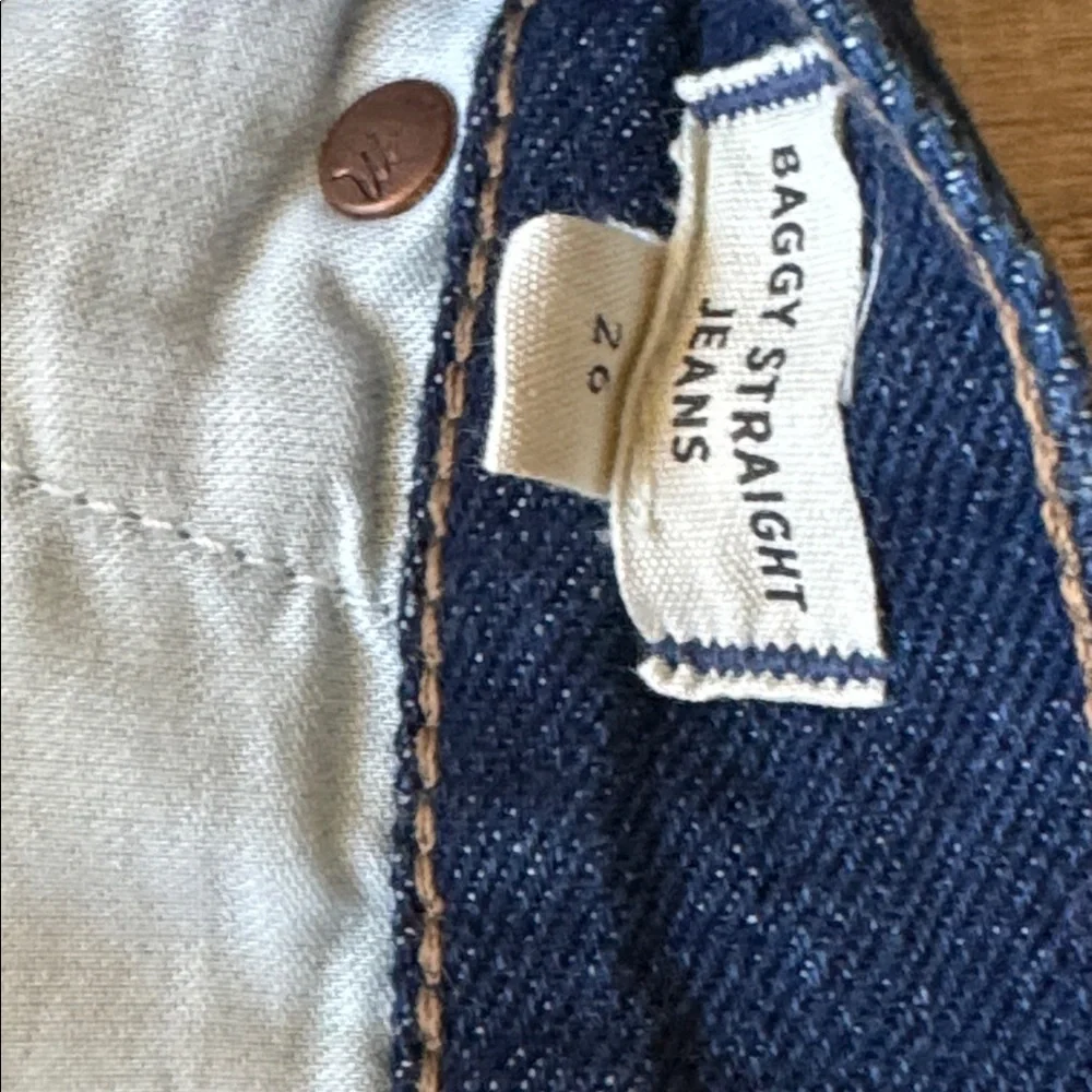 Madewell Baggy Straight Dark Wash Trouser Style Jeans in Woodham Wash Size: 26